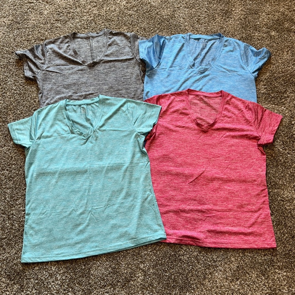 Set of Four V-Neck T-Shirts in Assorted Colors